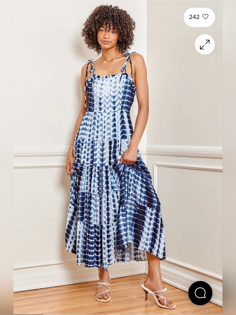 Lulus Groovy Baby Navy Blue Tie-Dye Tie-Strap Maxi Dress